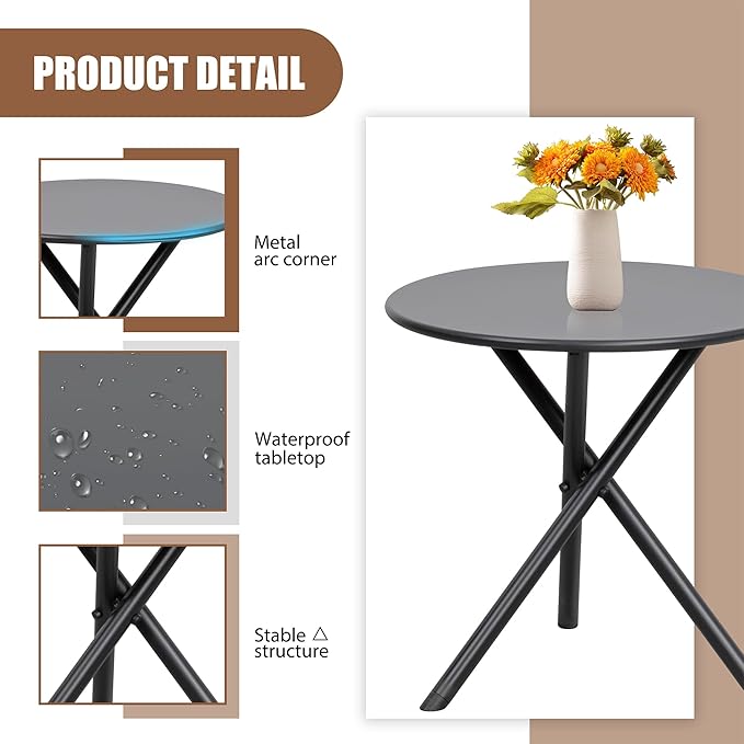 Shintenchi 3 Piece Outdoor Rocking Bistro Set, Textilene Fabric Small Patio - Image 5