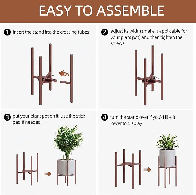 Plant Stand Indoor for 2 Height Options, Mid Century Modern Outdoor Planter - Image 9