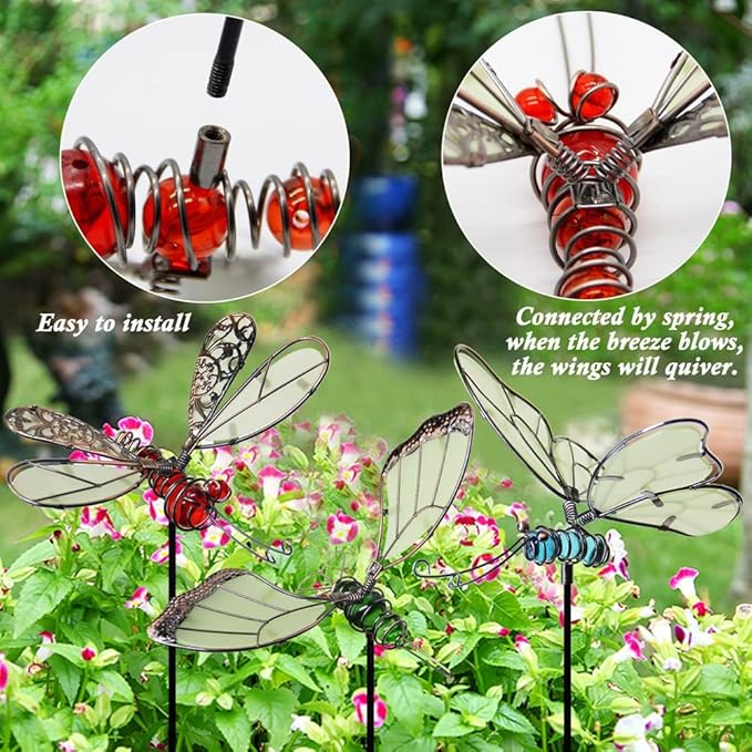 Juegoal 20 Inch Butterfly Garden Stakes Decor, Dragonfly Stakes, Hummingbird - Image 3