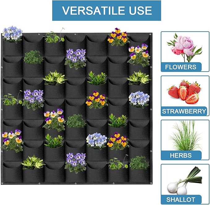 49 Pockets Hanging Planter Bags, Hanging Vertical Wall Mounted Plant Planting - Image 5