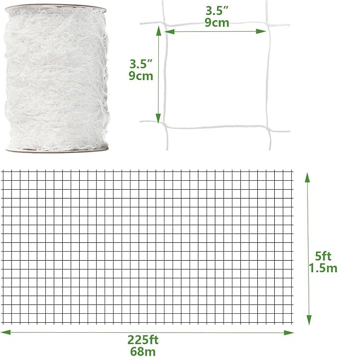Nylon Trellis Netting Roll 5 x 225 ft, 3.5 Inch Soft Mesh, Heavy Duty - Image 2
