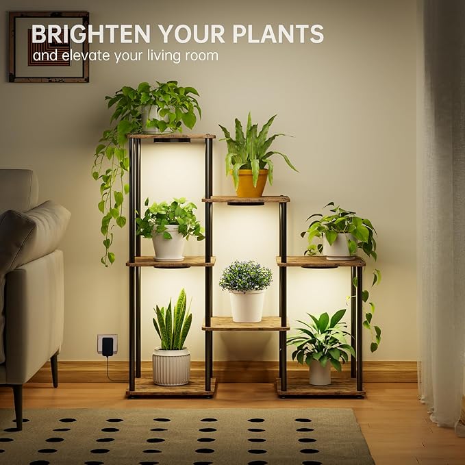 Bstrip Plant Stand Indoor with Grow Light, 7 Tier Flower Stand with Plant Light - Image 2