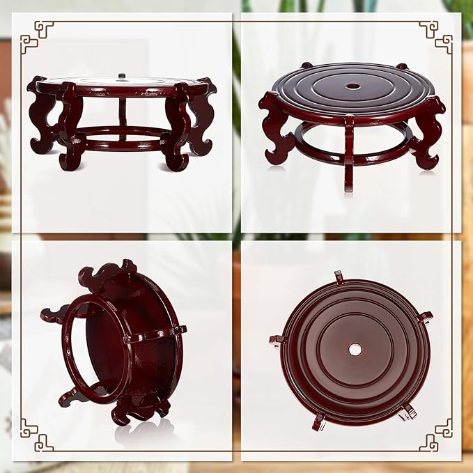 Geetery 2 Pcs 4 to 12 in Wooden Plant Stands Indoor Chinese Oriental Plant Stand - Image 3