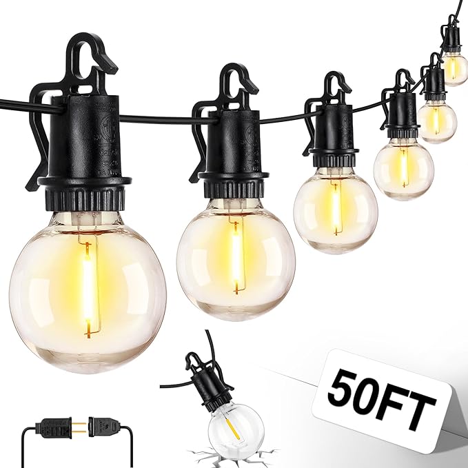 ZJOJO 50FT Outdoor String Lights, G40 Globe Outdoor Lights by ZJOJO