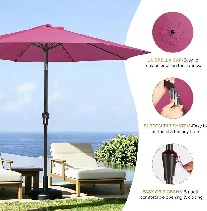 MEWAY 9ft Patio Umbrella Outdoor Table Umbrellas - Image 6