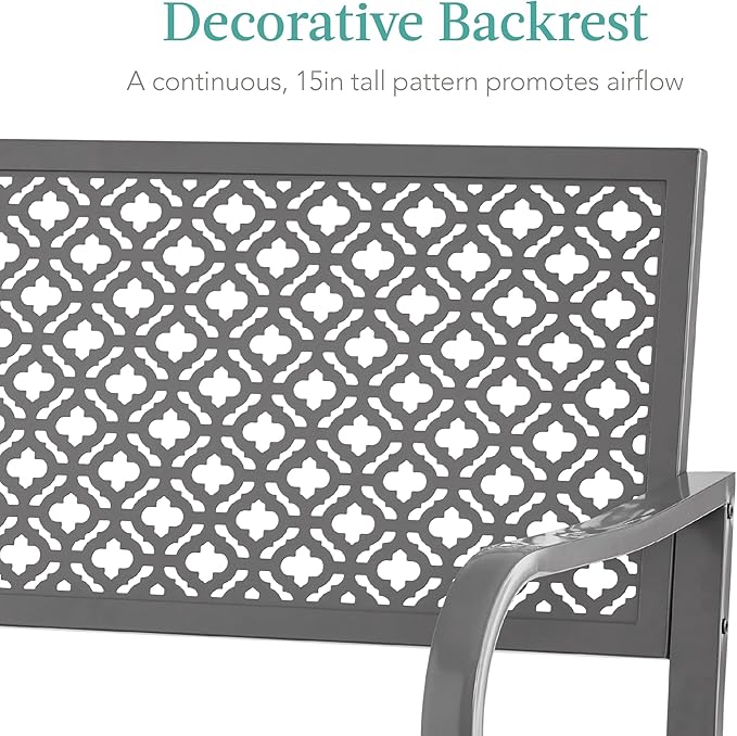 Best Choice Products Outdoor Bench 2-Person Metal Steel Benches Furniture - Image 5