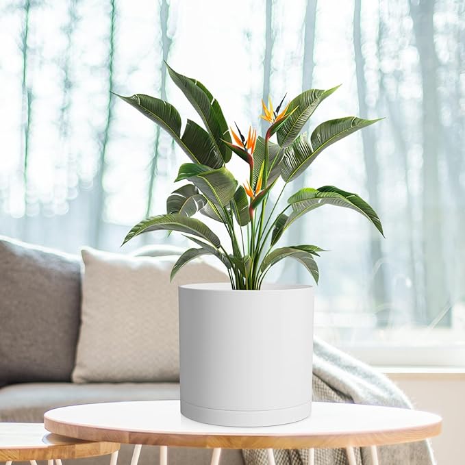 8 Inch Cylinder Plant Pots for Indoor Outdoor Plants, Medium Deep Flower Pots - Image 6