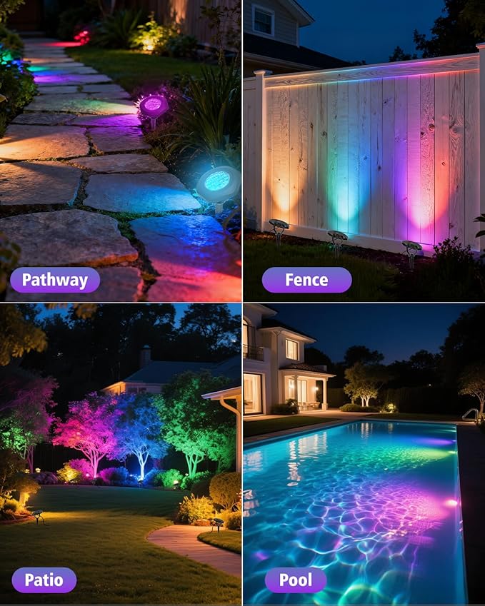 CORESLUX Solar Spot Lights Outdoor Waterproof IP68, 3-in-1 LED Color Changing - Image 2