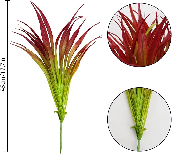 16Pcs Artificial Grass Fake Plants 17.3in Outdoor Plants UV Resistant Greenery - Image 5
