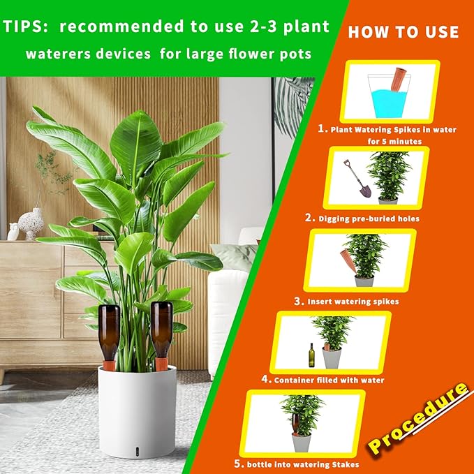 Plant Self-Watering Stakes-15 Pack Terracotta Automatic Plant Waterer Devices - Image 4
