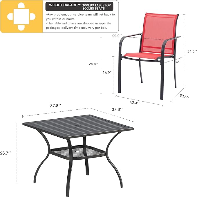 VICLLAX 5-Piece Modern Patio Dining Set - Image 7