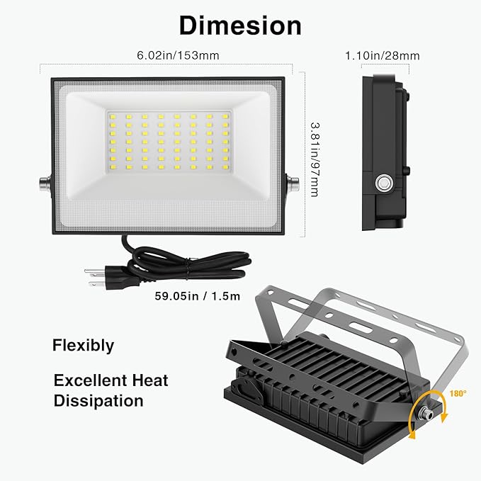 Onforu 40W Flood Lights Outdoor, 4000lm Bright LED Work Light - Image 7