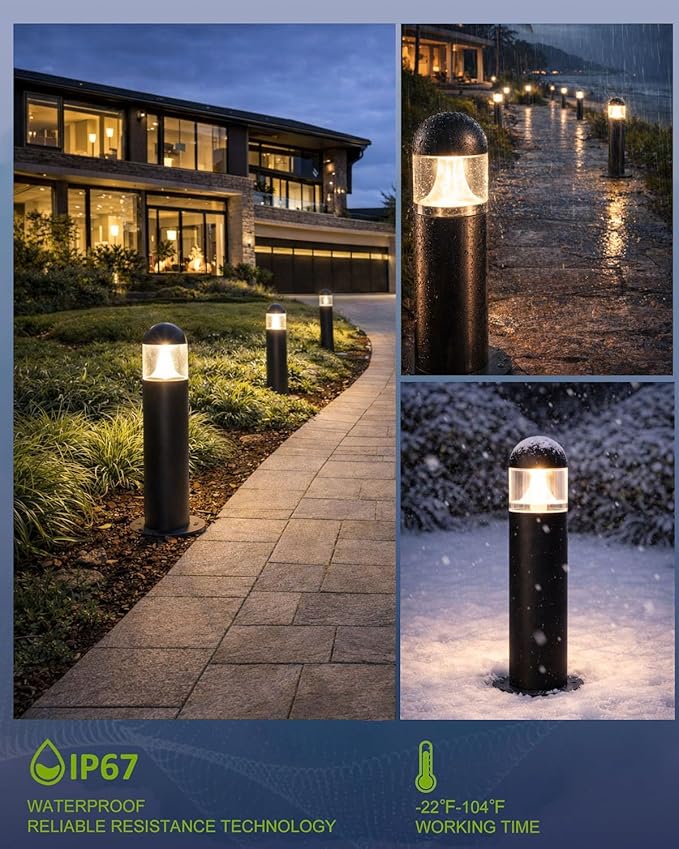 8 Pack Aluminum Low Voltage Landscape Pathway Lights Wired, Outdoor Modern 12V - Image 3