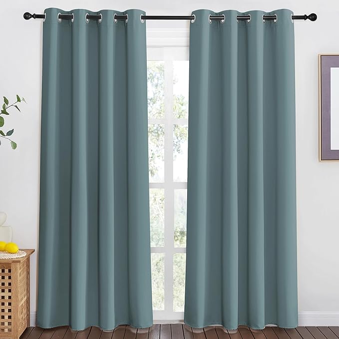 NICETOWN Blackout Greyish Blue Curtain - Image 2