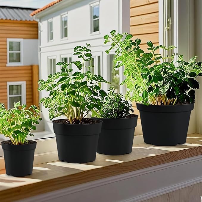4/6/8 Inch Black Plant Nursery Pots, 15 Pack, Thickened Plastic - Image 6