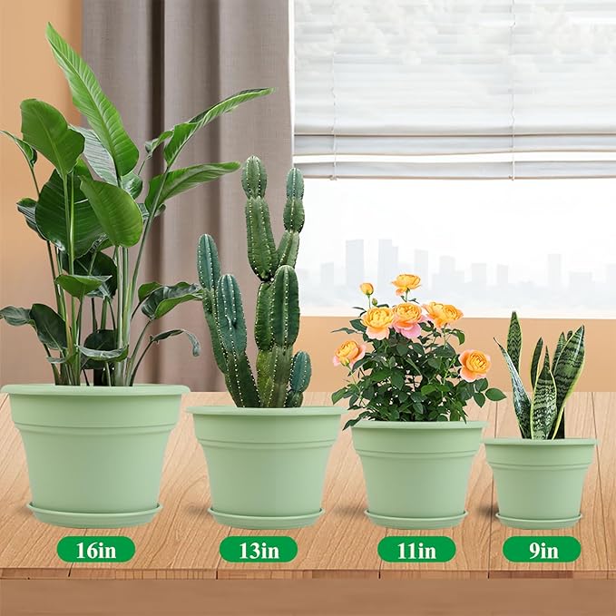 16 inch Plastic-Flower-Pot-for-Indoor-Plants, 4 Pack Large Outdoor Planter Pot - Image 2