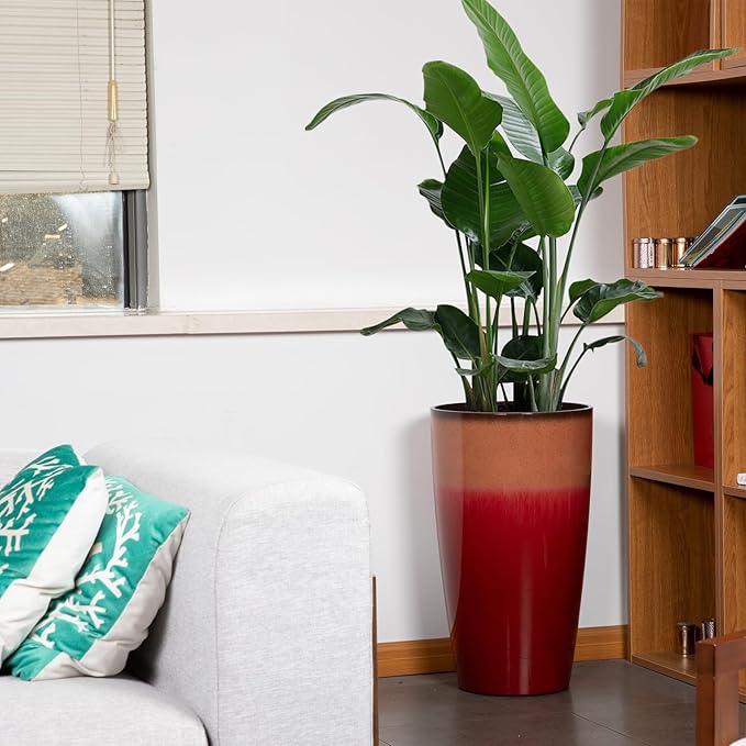 24/21/12 Inch Large Plastic Planter, Lightweight Ceramic-Look Tall Planters - Image 8