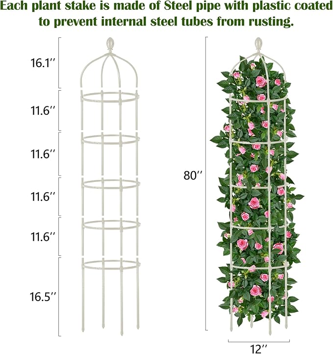 Garden Obelisk Trellis for Climbing Plants Outdoor 6.7 Ft Rose Bush Round - Image 2