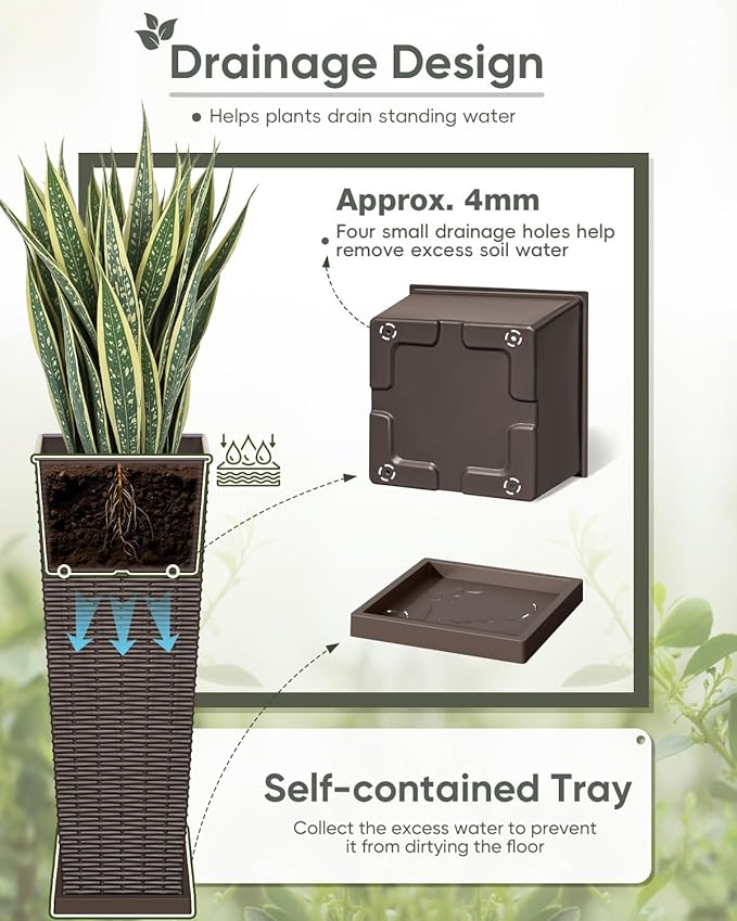 Greesum Set of 2 Tall Plastic Planters - Image 4