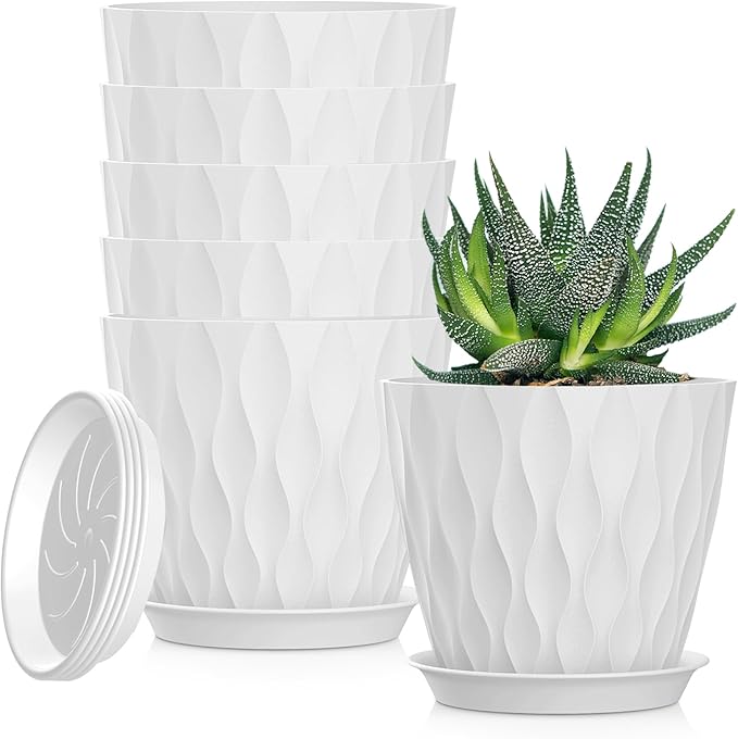 5 Inch Planter Pots, 6 Pack Indoor Planters, Small Flower Pots by SQKH
