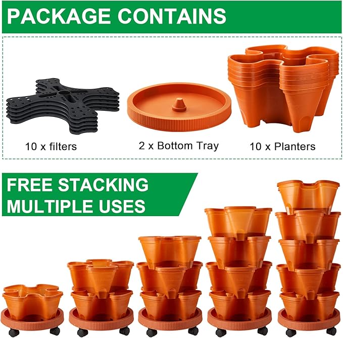 Umigy 2 Set 5 Tier Stackable Planters Vertical Garden Planters - Image 3