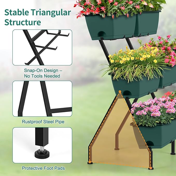 2 Column Vertical Raised Garden Beds, 6 Planter Boxes Standing Garden Bed - Image 4