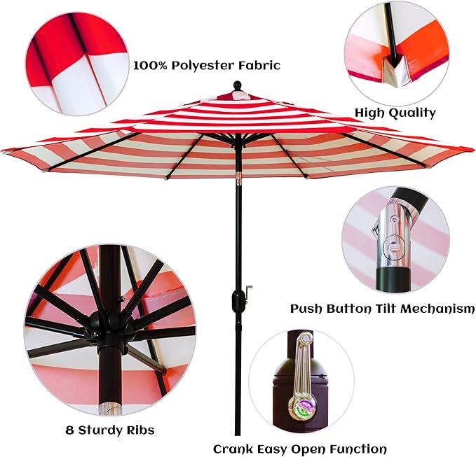 Sunnyglade 9' Patio Umbrella Outdoor Table Umbrella - Image 3
