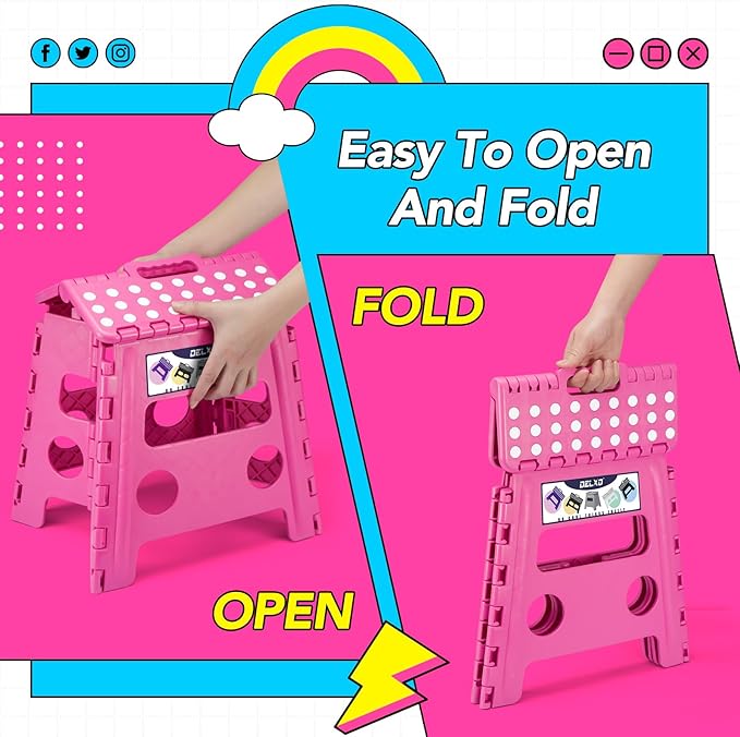 Delxo Folding Step Stool, 13 inch Non-Slip Foldable Stools - Image 7