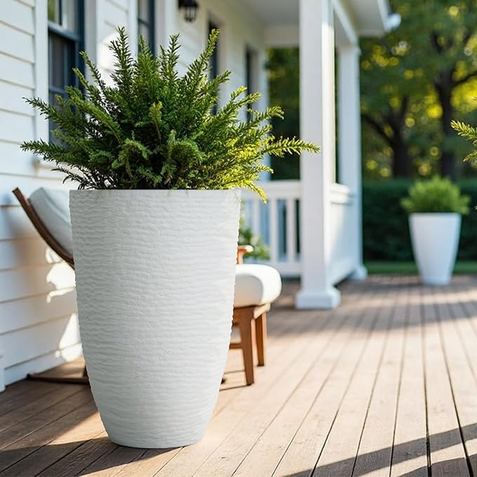Worth Garden 2-Pack 21" H. White Tall Planters - Image 9