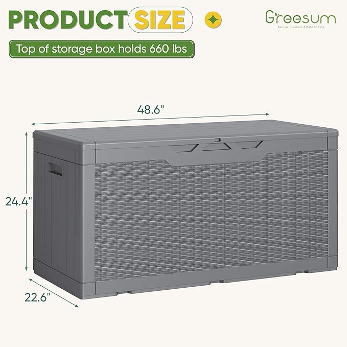 Greesum Outdoor Storage Box 100 Gallon Storage Bin - Image 7