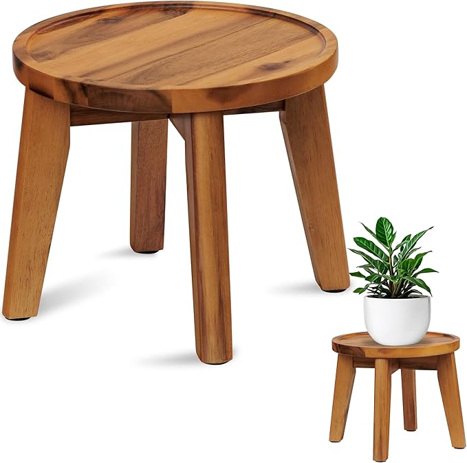 Demigo Indoor Plant Stand, Acacia Wooden Decorative Plant Shelf by Demigo