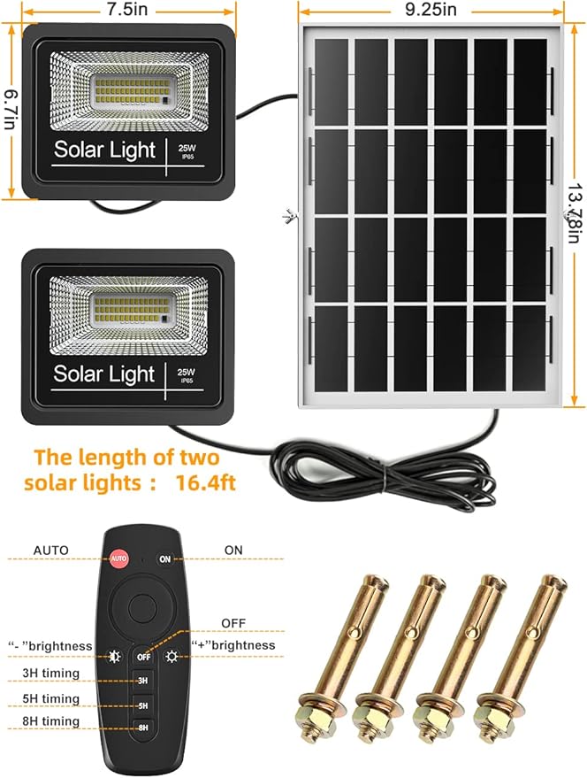 Solar Flood Light Outdoor 1000LM Dual 6000K Bright White Floodlights Ip65 - Image 7