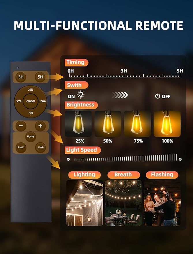 Outdoor Patio String Lights: 50Ft 15M Outside Waterproof Light - Image 6