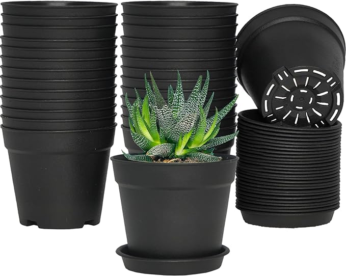 4 inch Small Plant Pots, 28 Pack Plastic Planters by SwinDuck