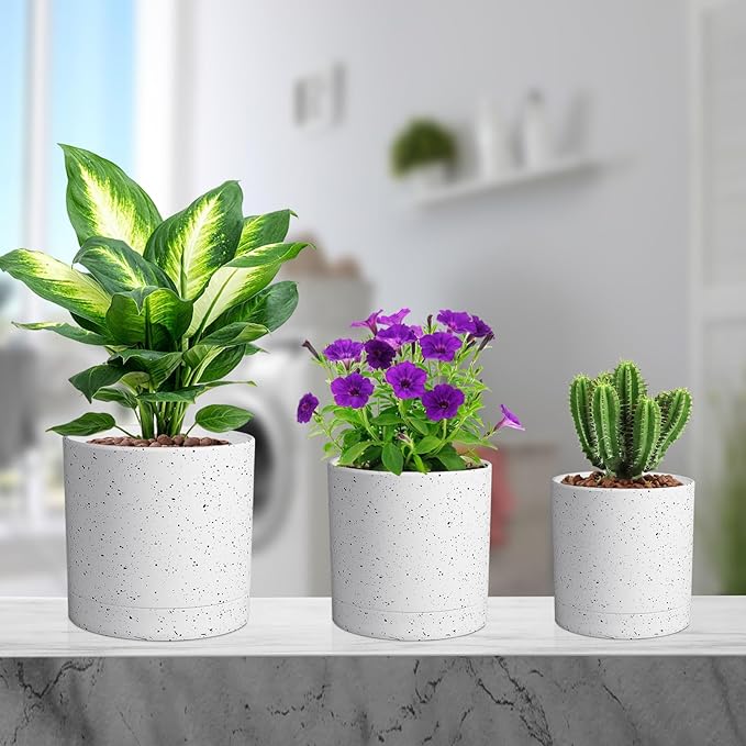 7/6.5/6/5/4 inch Plant Pots, 5 Pack Cylinder Flower Pots - Image 7