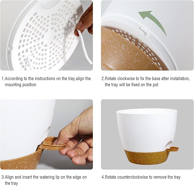 Large Self Watering Pots, 12/10/9 Plastic Planters - Image 5