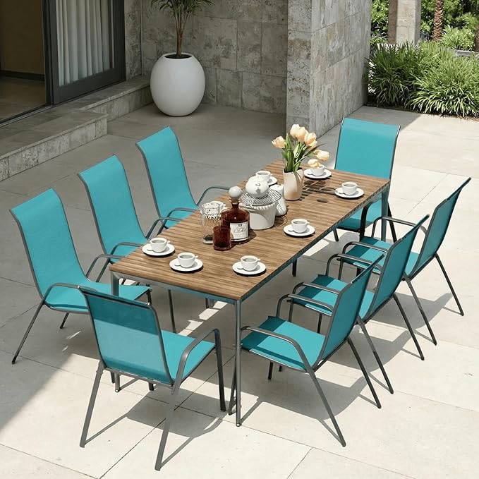 MAMIZO Patio Dining Chairs, Stackable All Weather Teslin Chair, Heavy Duty - Image 9