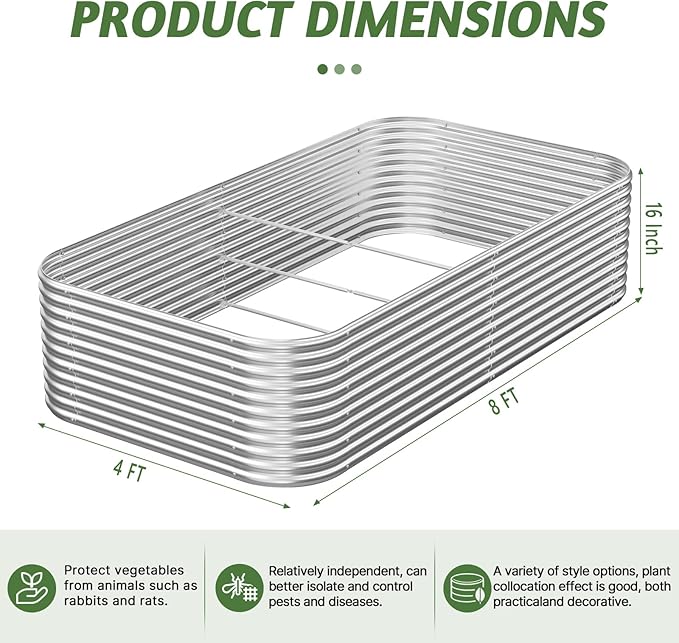 2 Pack Tall 8x4FT Raised Beds for Gardening, Corrugated Galvanized Steel Raised - Image 2