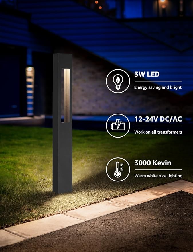 SUNVIE 3W Low Voltage Pathway Lights 3000K LED Low Voltage Landscape Lights 12V - Image 2