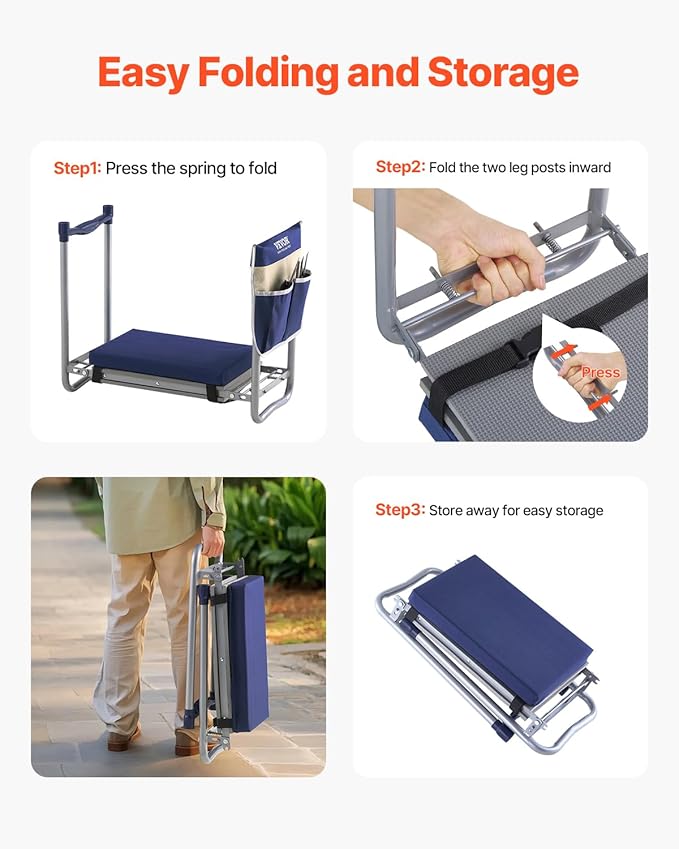 VEVOR Large Folding Garden Kneeler and Seat Heavy Duty, Widened 10" EVA Foam Pad - Image 8