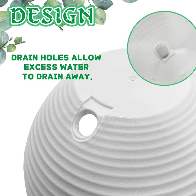 4 Pack 8 inch Plastic Self Watering Hanging Planters, Round Hanging Basket - Image 4
