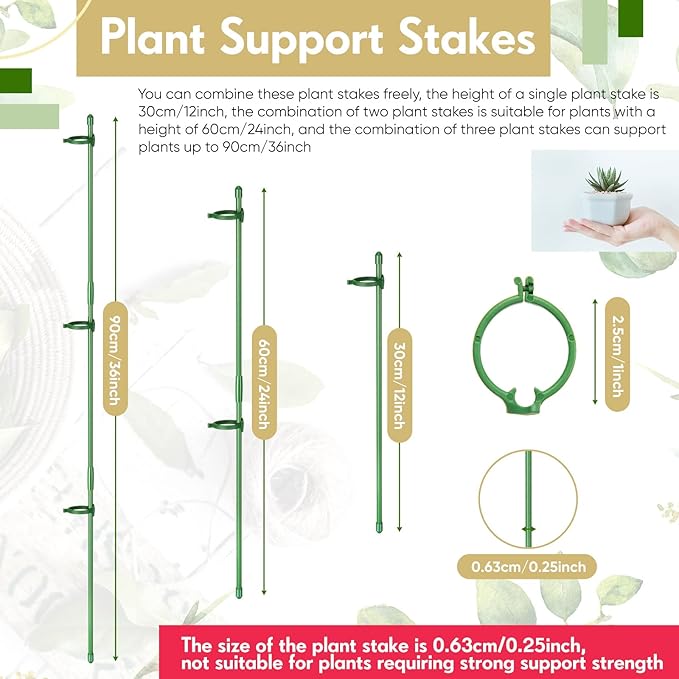 meekoo 60 Pcs Adjustable Garden Plant Support Stakes Single Stem Plant Cage - Image 2