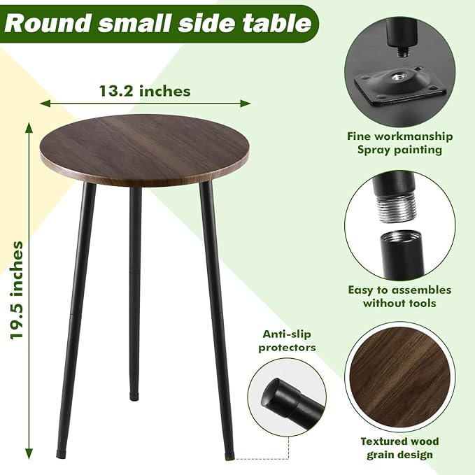 Metal Outdoor Side Tables Set of Two Small Outside Round End Table - Image 3