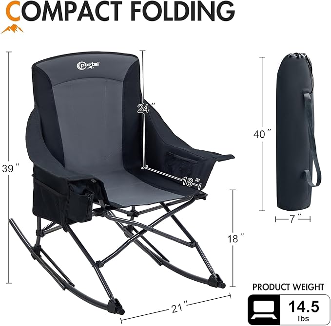 Portal Camping Rocking Chair Outdoors Folding Portable Rocker - Image 2