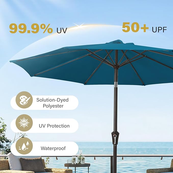 MEWAY 9ft Patio Umbrella Outdoor Table Umbrellas - Image 5
