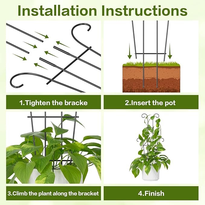 Larger 23.6in Plant Trellis for Climbing Plants Indoor Outdoor, 4 Pack - Image 6
