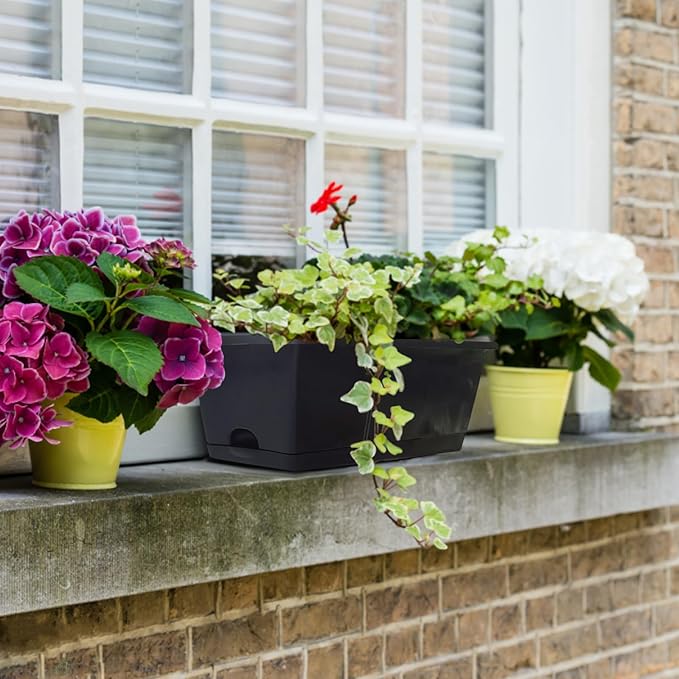 QPEY Window Box Planter, 10 Pack 17 Inch Plastic Flower Box - Image 6