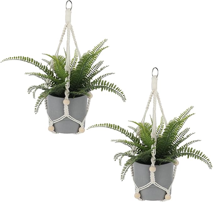 Macrame Plant Hanger Indoor, 2 Pack Boho Decor Hanging Plant Holder Hanging by Sliverdew