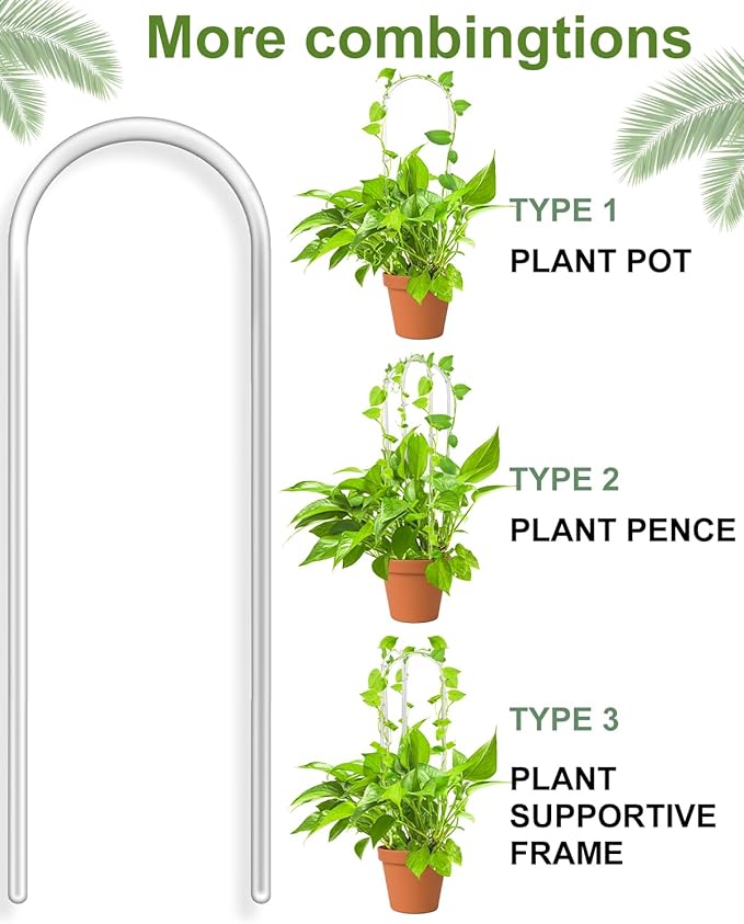 16 Inch U-Shaped Acrylic Plant Trellis, Small Houseplant Trellis Garden - Image 3