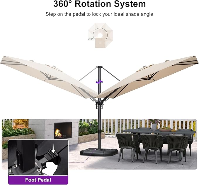 PURPLE LEAF 6.5' X 10' Left-right Tilt Patio Umbrella - Image 7